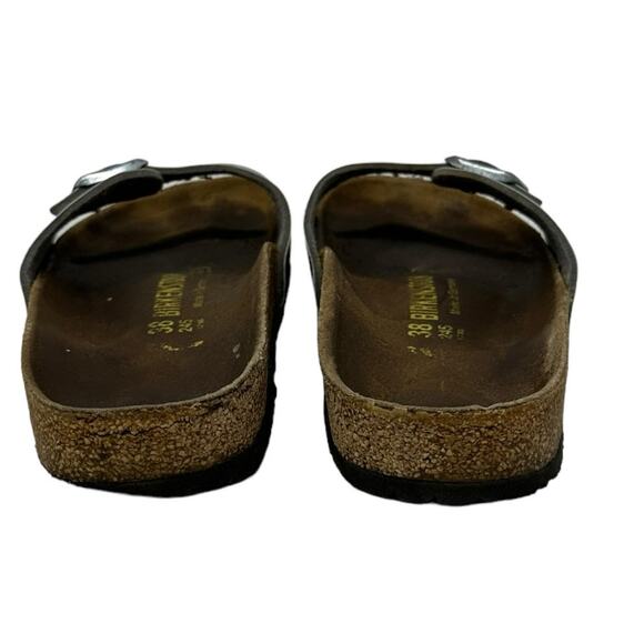 Birkenstock Silver Madrid One Strap Cork Footbed Slide Sandals Size 38 US 7 - Picture 5 of 13